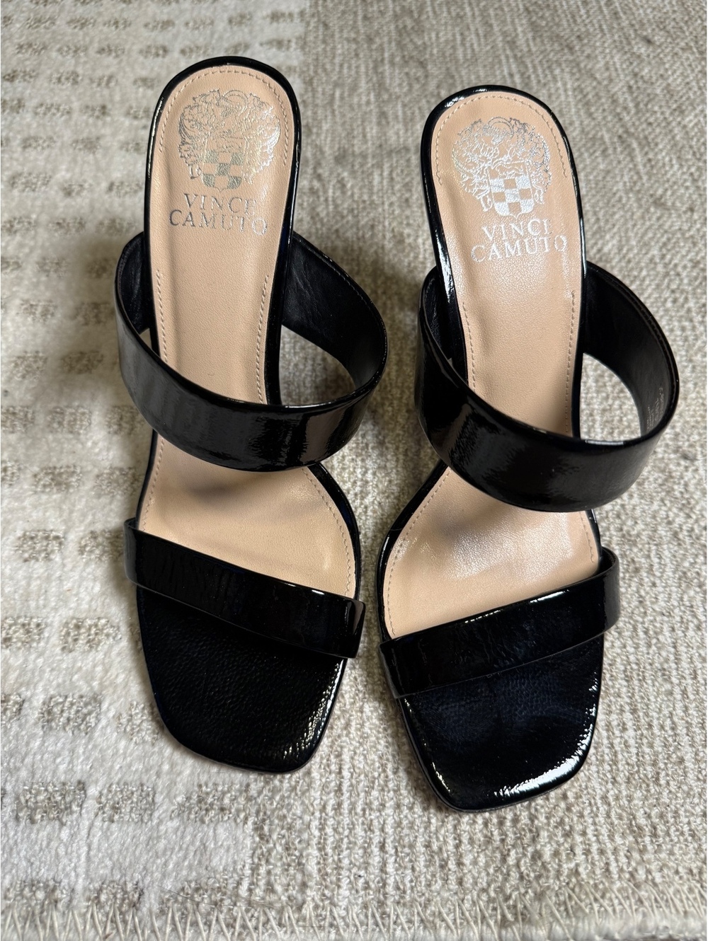 Vince Camuto VC-Bristol Black Patent Leather‎ High Heel Sandals Size 7M